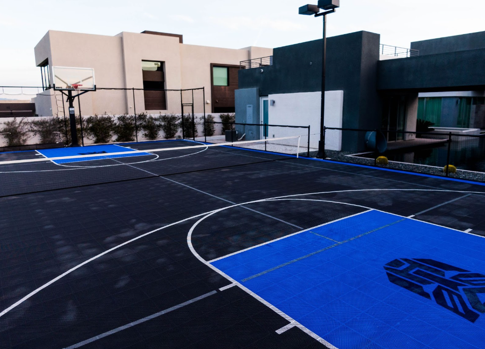 Backyard court in Las Vegas, Nevada done by Legendary Sports Construction