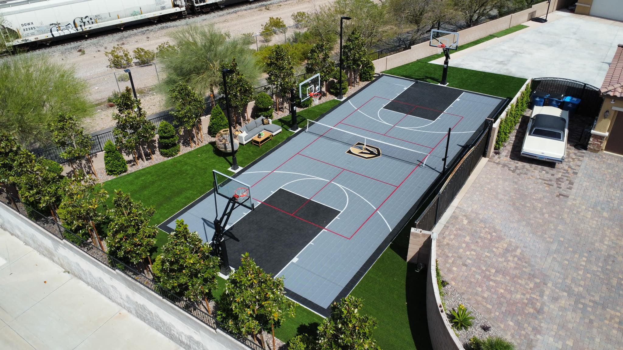 Backyard multisport playable surface