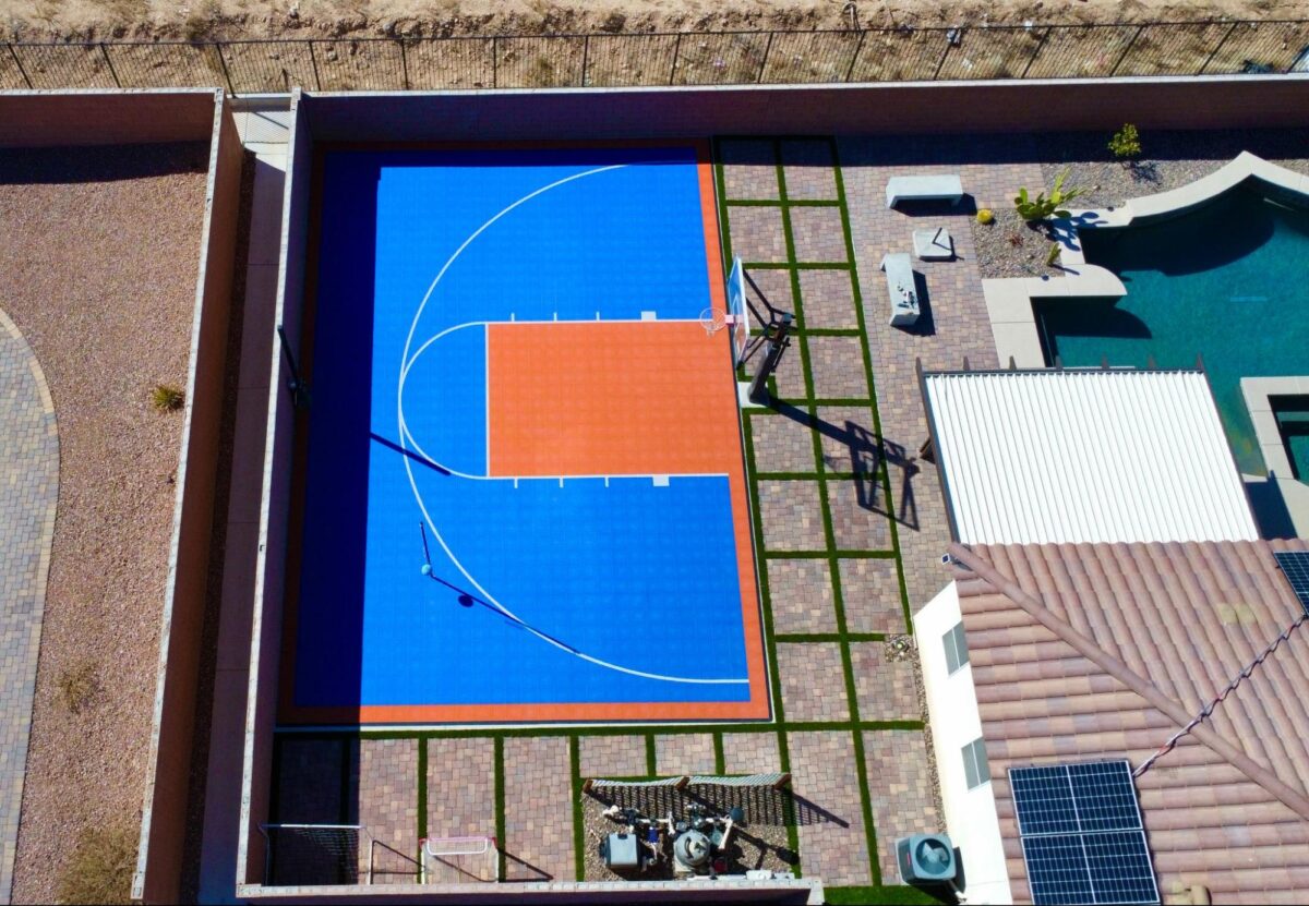 Backyard court in Las Vegas, Nevada - installed by Legendary Sports Construction