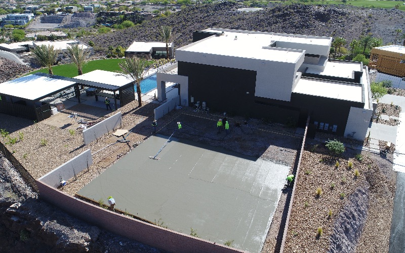 Sport court concrete slab under construction in the Las Vegas Valley
