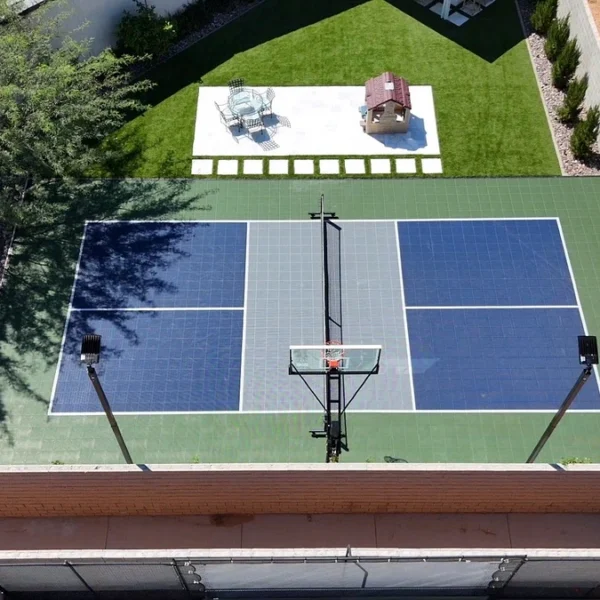 Backyard sport court sited within property setbacks in the Las Vegas Valley