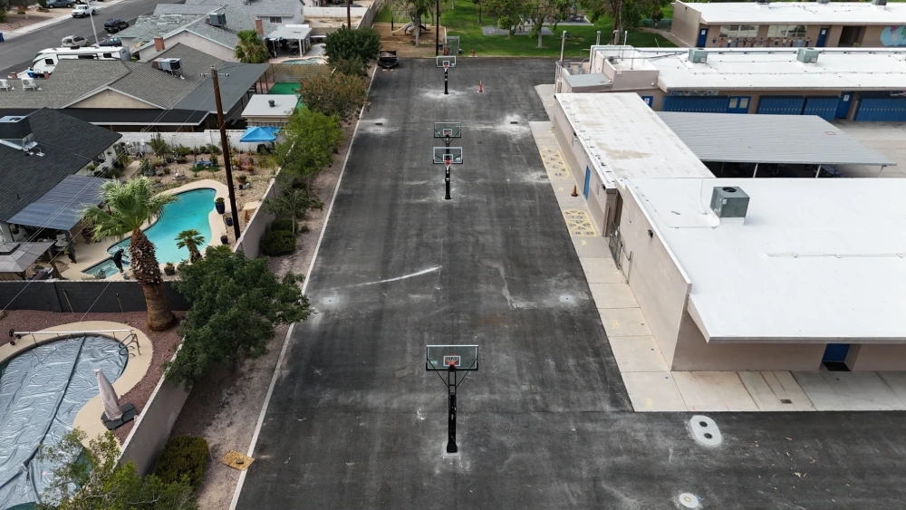 Sport court construction in progress in the Las Vegas Valley